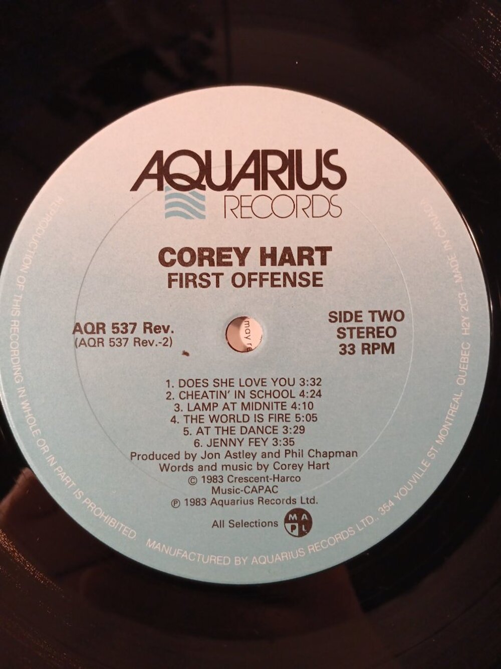 Corey Hart - First Offense - Vinyl LP Record - Picture 6 of 6